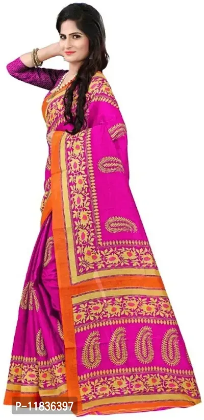 Beautiful Art Silk Saree with Blouse Piece-thumb2