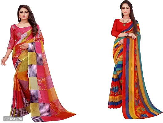 Beautiful Georgette Saree with Blouse Piece Pack Of 2-thumb0