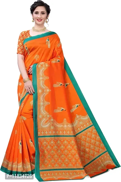 Beautiful Art Silk Saree with Blouse Piece-thumb0