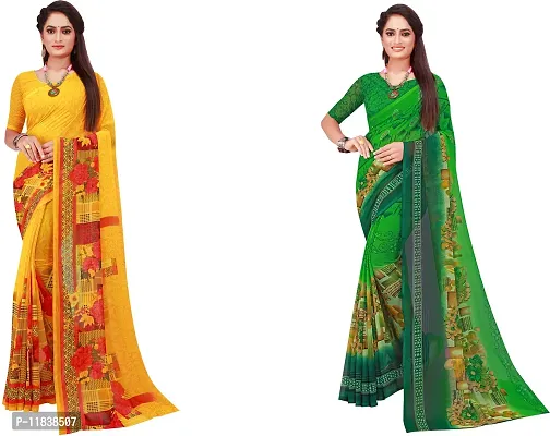 Beautiful Georgette Saree with Blouse Piece Pack Of 2-thumb0