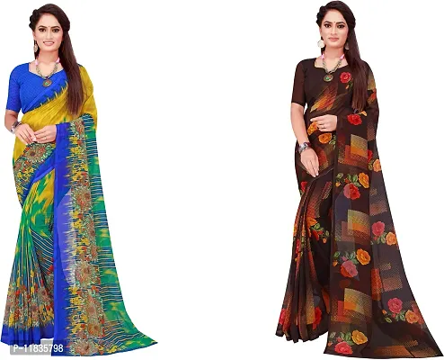 Beautiful Georgette Saree with Blouse Piece Pack Of 2