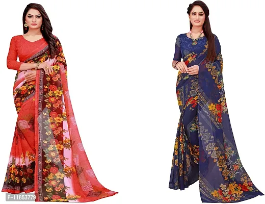 Beautiful Georgette Saree With Blouse Piece Pack Of 2