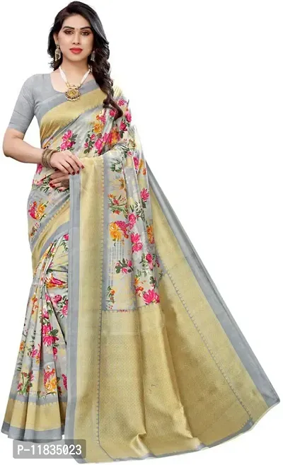 Beautiful Art Silk Saree with Blouse Piece-thumb0