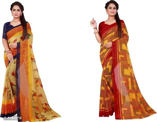 Beautiful Georgette Saree With Blouse Piece Pack Of 2-thumb0