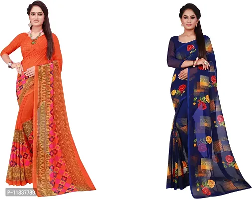 Beautiful Georgette Saree with Blouse Piece Pack Of 2