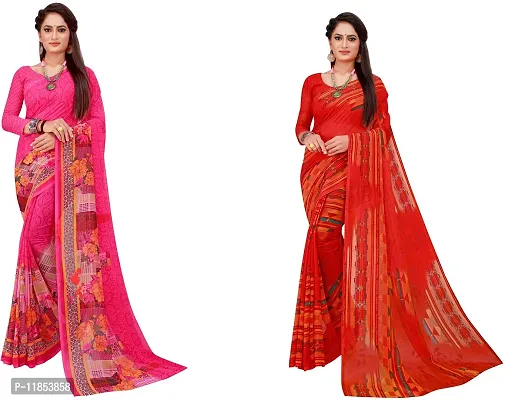 Beautiful Georgette Saree With Blouse Piece Pack Of 2