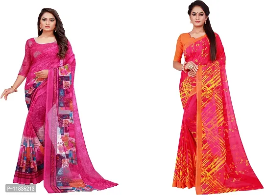 Beautiful Georgette Saree with Blouse Piece Pack Of 2-thumb0