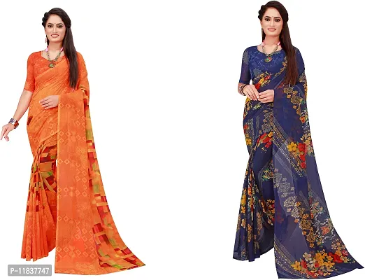 Beautiful Georgette Saree with Blouse Piece Pack Of 2