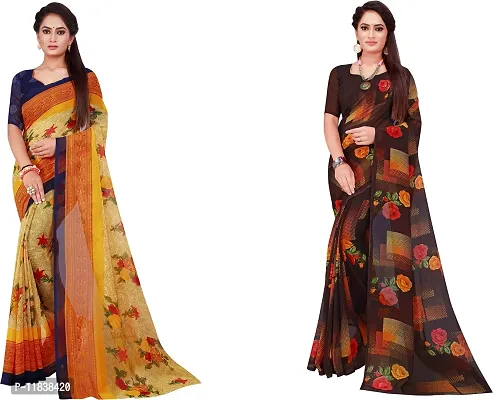 Beautiful Georgette Saree with Blouse Piece Pack Of 2-thumb0