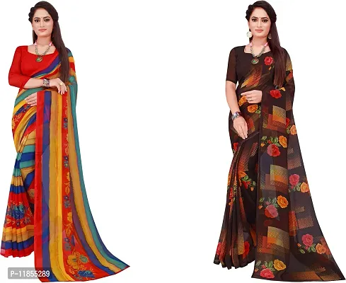 Beautiful Georgette Saree With Blouse Piece Pack Of 2