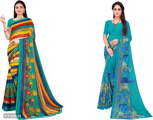 Beautiful Georgette Saree with Blouse Piece Pack Of 2-thumb0