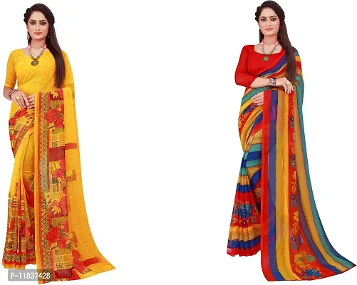 Beautiful Georgette Saree with Blouse Piece Pack Of 2-thumb0