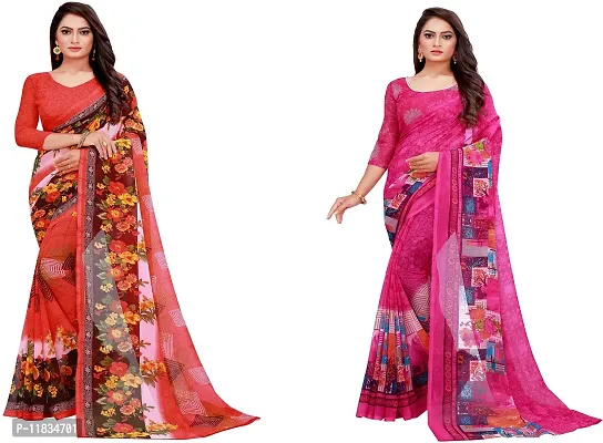 Beautiful Georgette Saree with Blouse Piece Pack Of 2