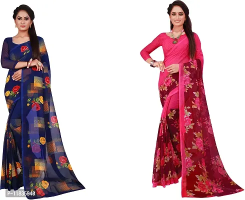 Beautiful Georgette Saree with Blouse Piece Pack Of 2-thumb0