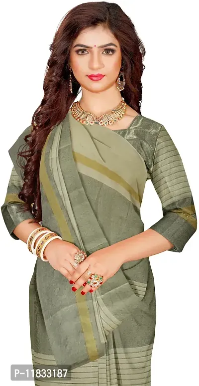 Beautiful Cotton Silk Saree with Blouse Piece-thumb0