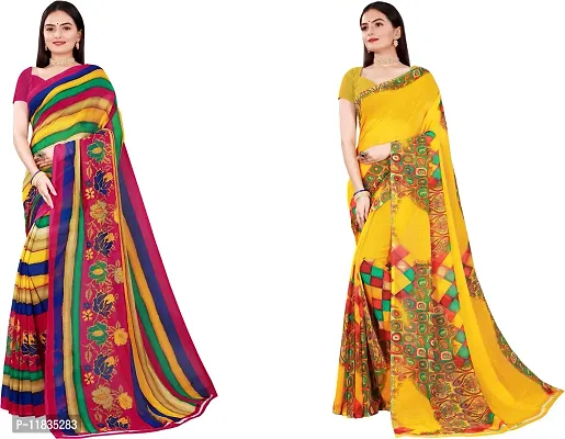 Beautiful Georgette Saree with Blouse Piece Pack Of 2