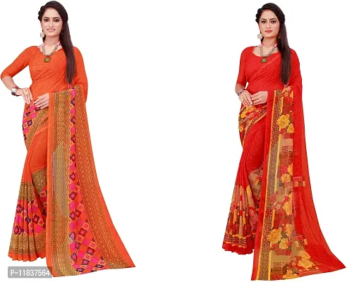 Beautiful Georgette Saree with Blouse Piece Pack Of 2-thumb0