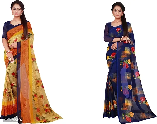 Beautiful Georgette Saree With Blouse Piece Pack Of 2-thumb0