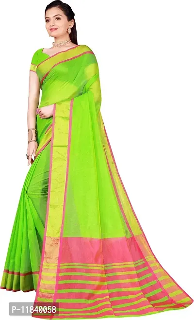 Beautiful Cotton Silk Saree with Blouse piece-thumb2