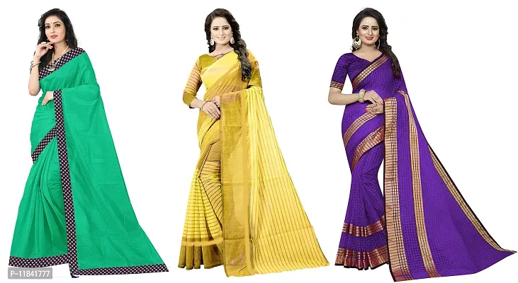 Beautiful Art Silk Saree With Blouse Piece Pack Of 3