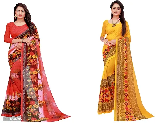 Beautiful Georgette Saree with Blouse Piece Pack Of 2-thumb0