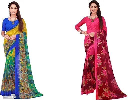 Beautiful Georgette Saree with Blouse Piece Pack Of 2-thumb0