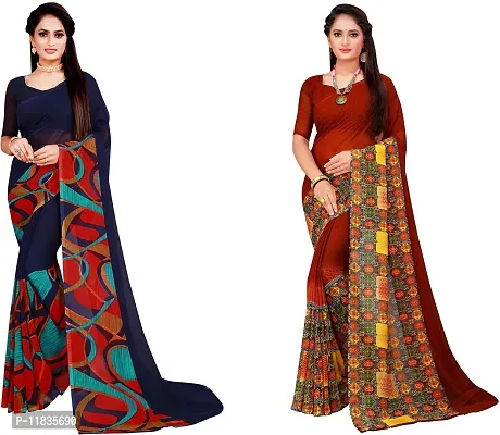 Beautiful Georgette Saree with Blouse Piece Pack Of 2-thumb0