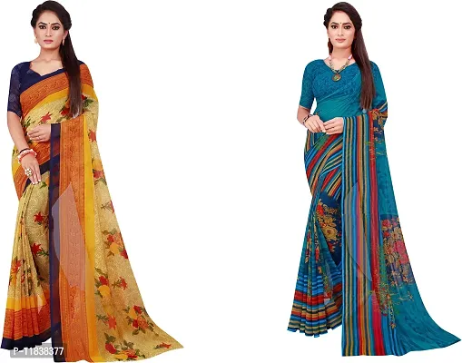 Beautiful Georgette Saree with Blouse Piece Pack Of 2-thumb0