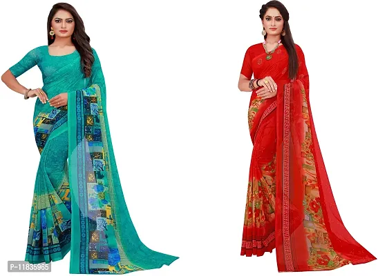 Beautiful Georgette Saree with Blouse Piece Pack Of 2-thumb0