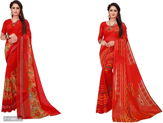 Beautiful Georgette Saree With Blouse Piece Pack Of 2