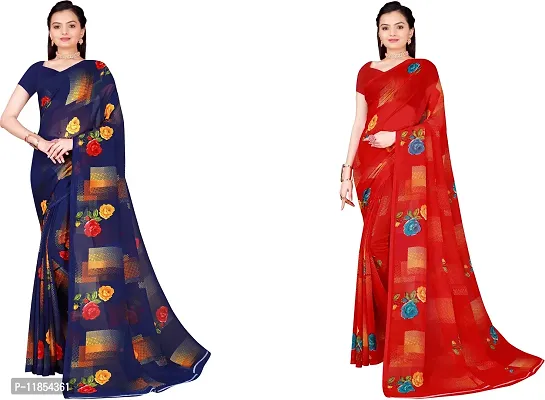 Beautiful Georgette Saree With Blouse Piece Pack Of 2