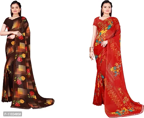 Beautiful Georgette Saree with Blouse Piece Pack Of 2-thumb0