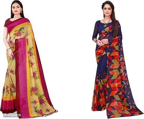 Beautiful Georgette Saree with Blouse Piece Pack Of 2-thumb0