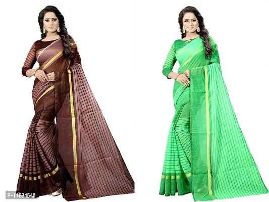 Beautiful Cotton Silk Saree with Blouse Piece Pack Of 2-thumb0