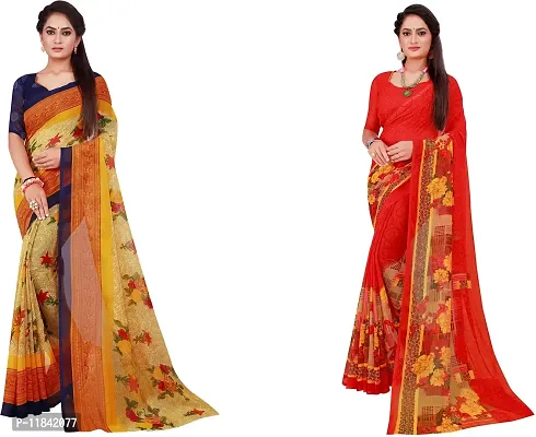 Beautiful Georgette Saree With Blouse Piece Pack Of 2-thumb0