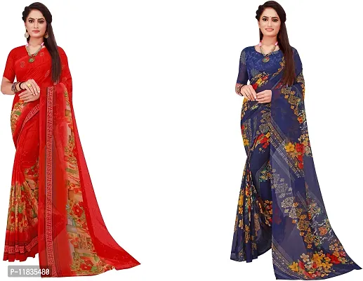 Beautiful Georgette Saree with Blouse Piece Pack Of 2-thumb0