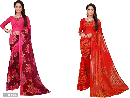 Beautiful Georgette Saree with Blouse Piece Pack Of 2-thumb0