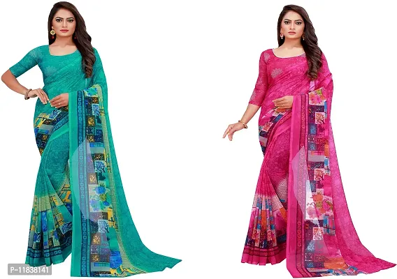 Beautiful Georgette Saree with Blouse Piece Pack Of 2