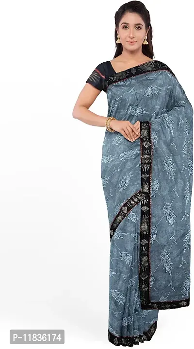 Beautiful Lycra Saree with Blouse Piece-thumb0