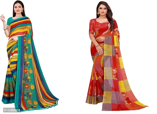 Beautiful Georgette Saree With Blouse Piece Pack Of 2-thumb0