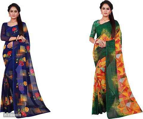 Beautiful Georgette Saree With Blouse Piece Pack Of 2