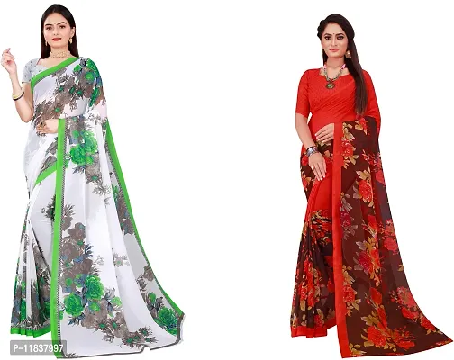 Beautiful Georgette Saree with Blouse Piece Pack Of 2-thumb0