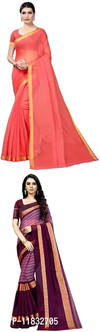 Beautiful Art Silk Saree with Blouse Piece Pack Of 2