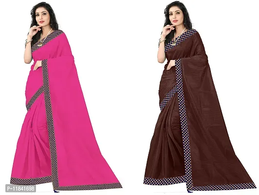 Beautiful Art Silk Saree With Blouse Piece Pack Of 2