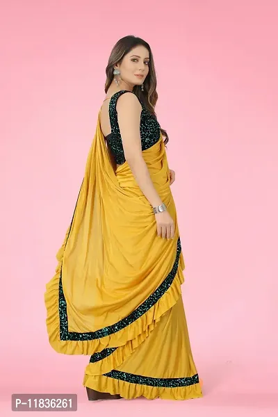 Beautiful Lycra Saree with Blouse Piece-thumb2