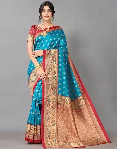 Spacekart Silk Saree with Unstitched Blouse Piece for women