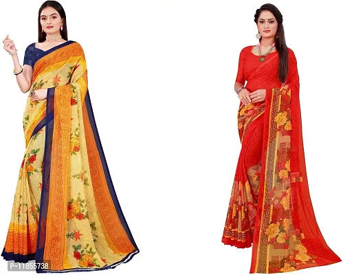 Beautiful Georgette Saree With Blouse Piece Pack Of 2-thumb0