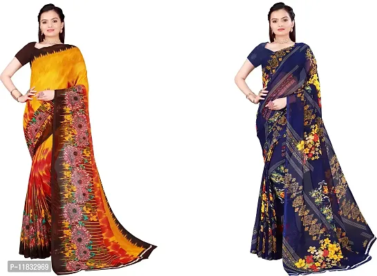 Beautiful Georgette Saree with Blouse Piece Pack Of 2