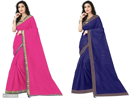 Beautiful Art Silk Saree with Blouse Piece Pack Of 2-thumb0