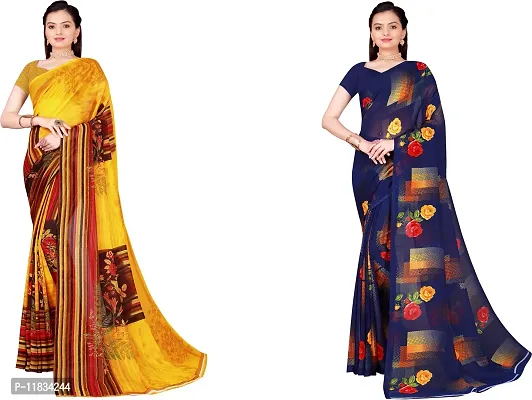 Beautiful Georgette Saree with Blouse Piece Pack Of 2-thumb0